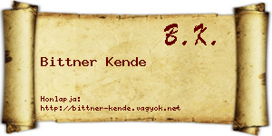 Bittner Kende névjegykártya